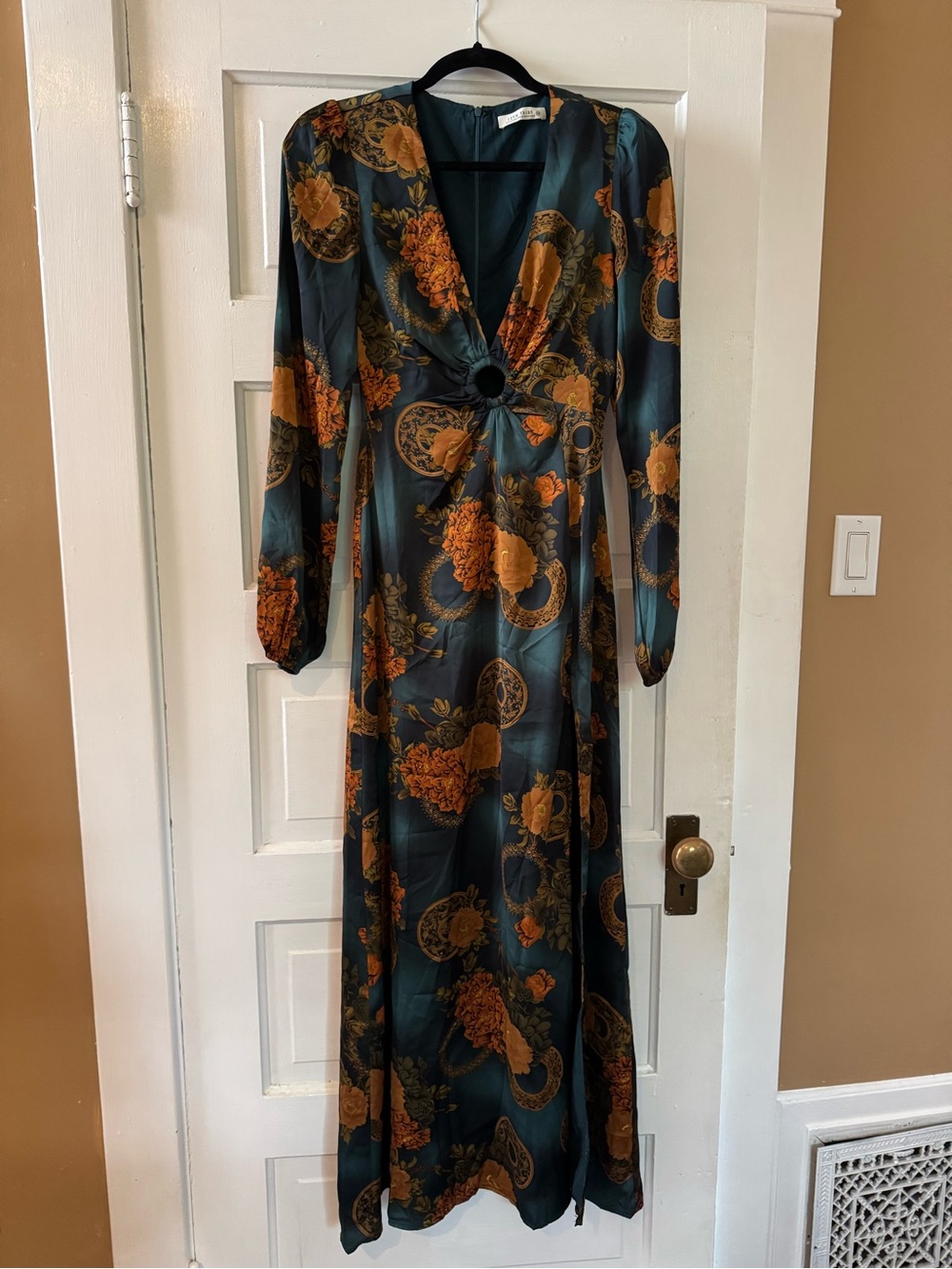 12th Tribe Gizelle Teal Printed Maxi Dress